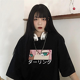 Anime Harajuku Siyah T-Shırt