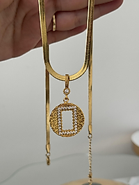 Gram altın uyumlu yuvarlak çerçeve  İtalyan zincir kolye