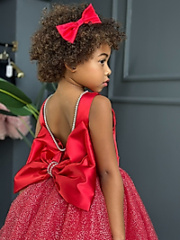 Kız Çocuk Tasarım Kırmızı Prenses Elbise