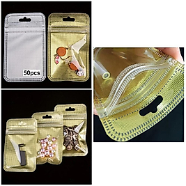 ( 50 X ADET) GOLD COLOR KENDİNDEN KİLİTLEMELİ HEDİYE / ŞEKER / TAKI PAKETLEME MALZEMESİ ŞEFFAF AMBALAJ