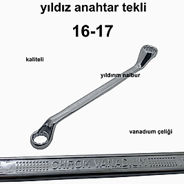 YILDIZ ANAHTAR 16-17 TEKLİ ANAHTAR KALİTE ORTA BOY