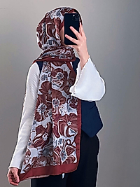 PAMUKLU SOFT ROZA DESEN ŞAL-KAHVE KREMİT