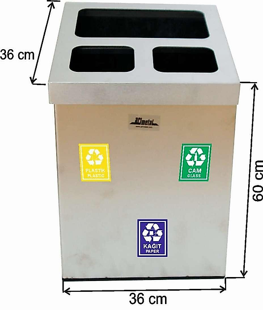 3 BÖLMELİ GERİ DÖNÜŞÜM ÇÖP KOVASI PASLANMAZ ( KDV DAHİL )