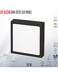 CATA CT-5236 SIVA ÜSTÜ LED PANEL 18W