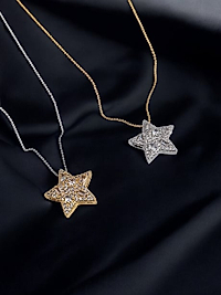 Jade'm Gold Çelik Silver Gold Renk Zİrkon Taşlı Yıldız Kolye