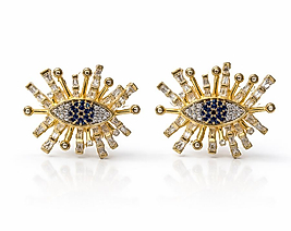 Çift Renk Zirkon Taşlı Göz Küpe