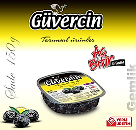 GÜVERCİN Gemlik Çeşidi Siyah Zeytin 150 Gr Vakum 321-380 Kalibre