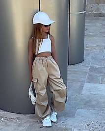 La’ciel Paris Crop Paraşüt Pantolon Takım