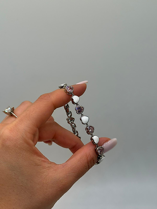 Kalp Figürlü Zirkon Taşlı Xuping VIP Çelik Gümüş Renk Kadın Bileklik