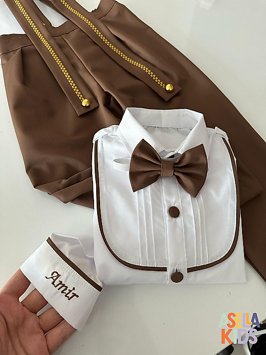 Erkek Çocuk Kahverengi Salopet Takım