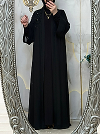 OMUZ TAŞ DETAYLI ABAYA