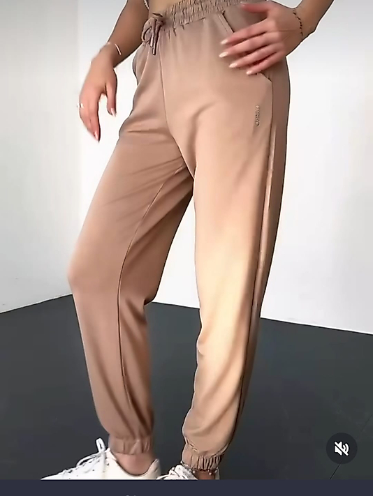 Yumuşak Dokulu Modal Camel Önden Dikişli Bel Ve Paça Lastikli Jogger Pantolon Eşofman Altı