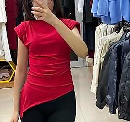 Vatkalı Asimetrik Bluz