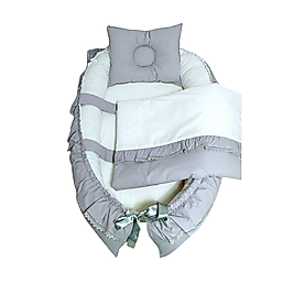 3'lü Fisto Detaylı Fırfırlı Gri Delüxe Babynest