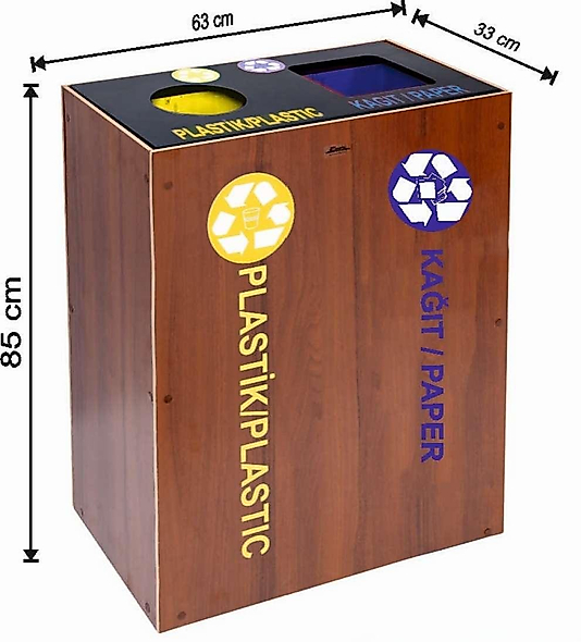 AHŞAP GERİ DÖNÜŞÜM ÇÖP KOVASI 2'Lİ ( KDV DAHİL )