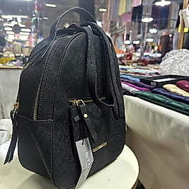 Vakko Siyah Deri sırt çantası