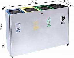 Geri Dönüşüm Çöp Kovası Galvanizli İç Kovalı 4 Bölmeli ( KDV DAHİL )