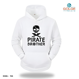 Korsan Görselli Slimfit Kapüşönlu Hoodie Erkek kadın Sweatshirt