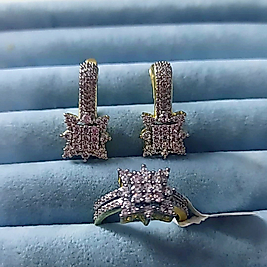 Çelik Gold Taşlı 14K 2 Li Yıldız Set