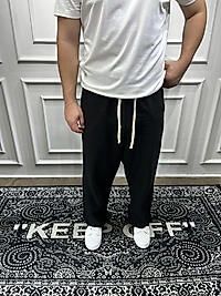 %100 Keten Baggy Pantolon Siyah - Vms