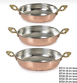 BAKIR 14 cm ÇİFTSAPLI TAVA