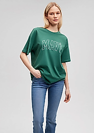 Mavi Logo Baskılı Yeşil Tşört / MAVİ