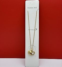 İncili midye figürü çelik kolye gold