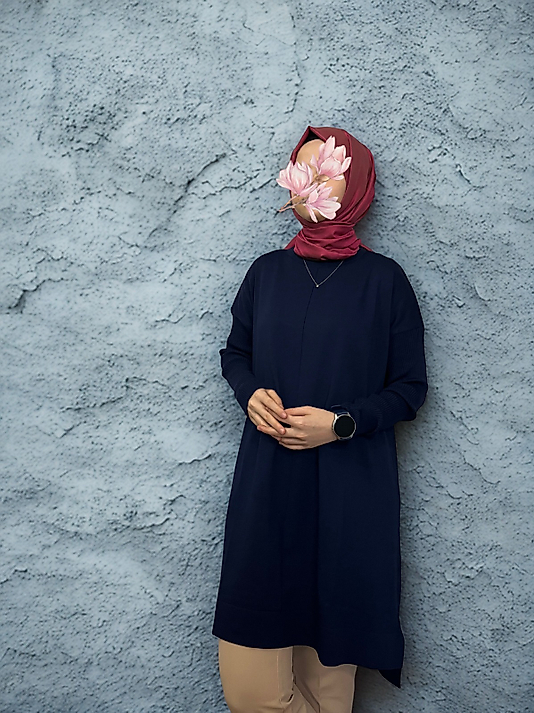 Ortası Dikişli Merserize Dokunuşlu Tiriko Tunik