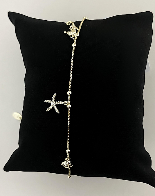 Altın Kaplama Deniz Yıldızı Charmlı Bileklik (ÇELİK DEĞİLDİR)