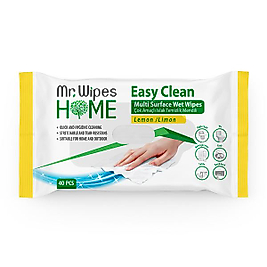 Mr. Wipes Easy Clean Yüzey Temizleme Mendili Limon Kokulu 40 Adet