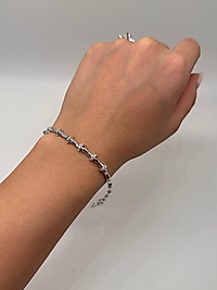 Xuping Silver Zirkon Detaylı Çubuk Zincir Bileklik