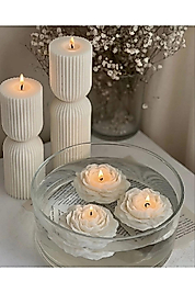 yüzen gül şakayık kokulu mumlar, suda ya da normal kullanım 3 adet