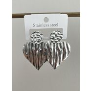 Çelik Silver 2’li Sallantılı Kalp Küpe