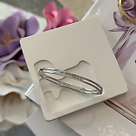 Silver İnce Taşlı Çelik Kelepçe