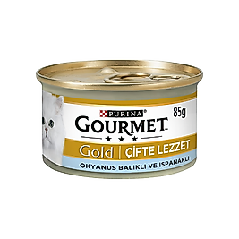 Purina Gourmet Gold Çifte Lezzet Okyanus Balıklı ve Ispanaklı Yetişkin Kedi Konserve Maması (85 g)