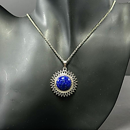 Lapislazuli Taşı Güneş Model Çelik Kolye