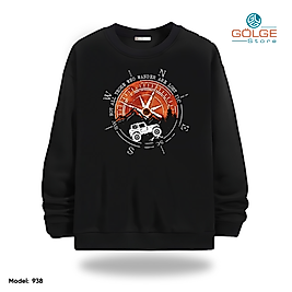 Arazi Aracı Görselli Bisiklet Yaka Erkek kadın Slimfit Sweatshirt