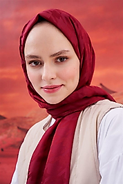 Kazayağı İtalyan Jakar İpekli Şal Bordo