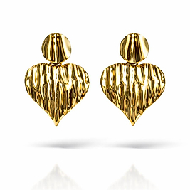 316L Çelik Gold Renk Ezme Kalp Küpe