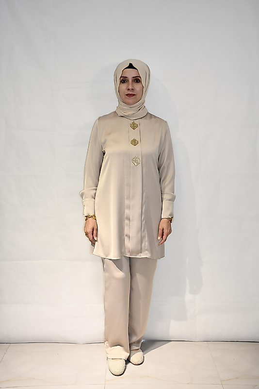 Saten Krep Taşlı Takım