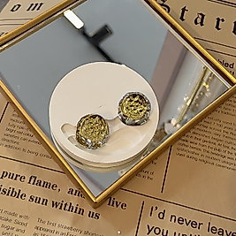 Gold Silver Yuvarlak Ezme Plaka Küpe