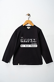 Yetişkin Uzun Kollu Bisiklet Yaka "Bir Hafız Yetişir Bir Nesil Değişir"  Baskılı Tişört Mevsimlik Pamuklu