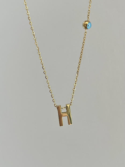 Çelik H Harf Minimal Gold Kolye