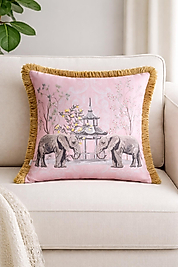 Fil Desenli Püsküllü Kırlent