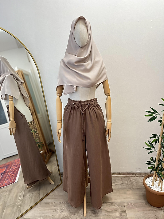 Latte Bağcıklı Müslin Pantolon - Etek