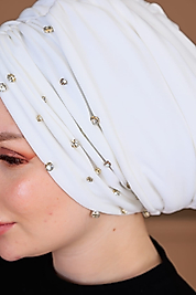 drapeli dolgulu taslı bone