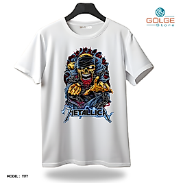 Rock and Roll & Metallica Tarzı Baskılı Oversize Unisex Tişört