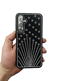 Samsung Galaxy A55 Taşlı Desenli Lens Hediyeli Telefon Kılıfı Siyah