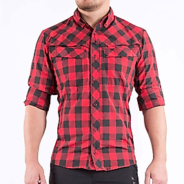 VAV WEAR Outdoor Taktik Günlük Basic Erkek Kareli Gömlek BASETAC02 Siyah-Kırmızı