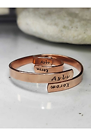 Kişiye Özel Saf Bakır Sevgili Çift Bilekliği ve Yüzük Set Şans Bileklik